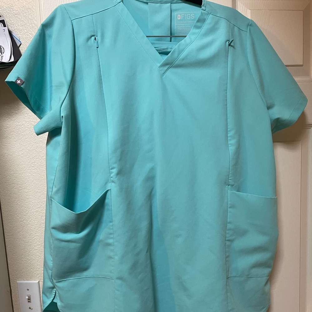 Figs Neon Blue Maternity set Medium pants Large top